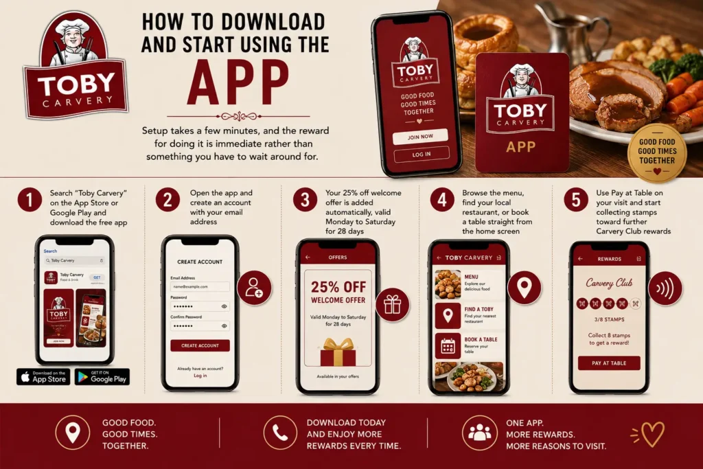 How to download and start using the Toby Carvery app