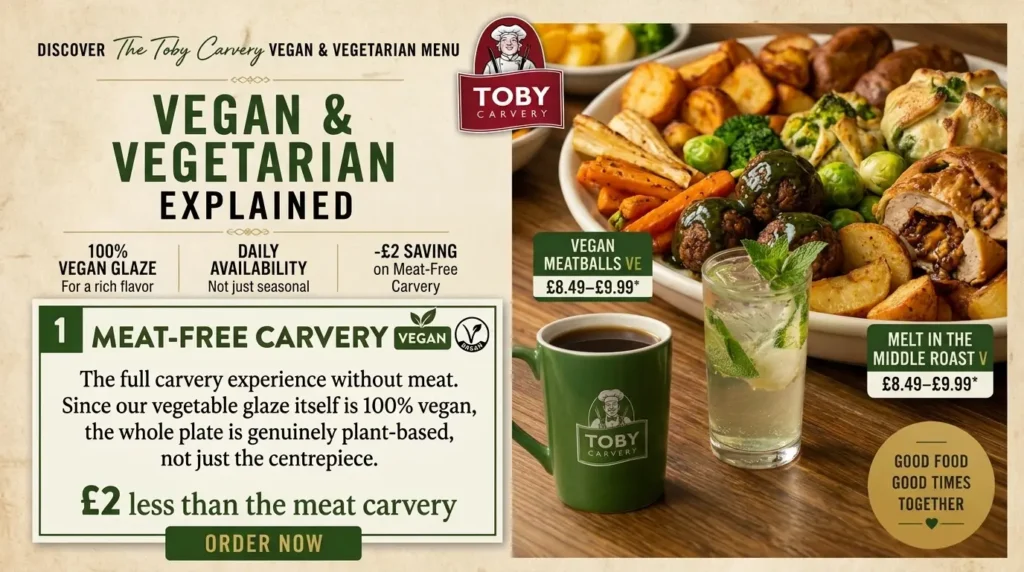 Toby Carvery meat-free carvery plate with vegetables and sides