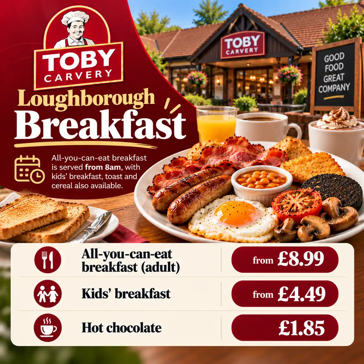 Toby Carvery Loughborough breakfast feast