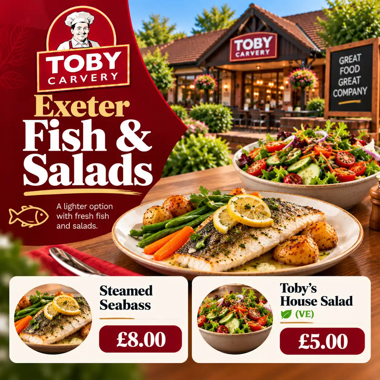 Toby Carvery Exeter fish and salad