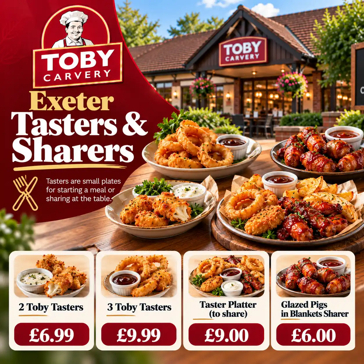 Toby Carvery Exeter tasters and sharers